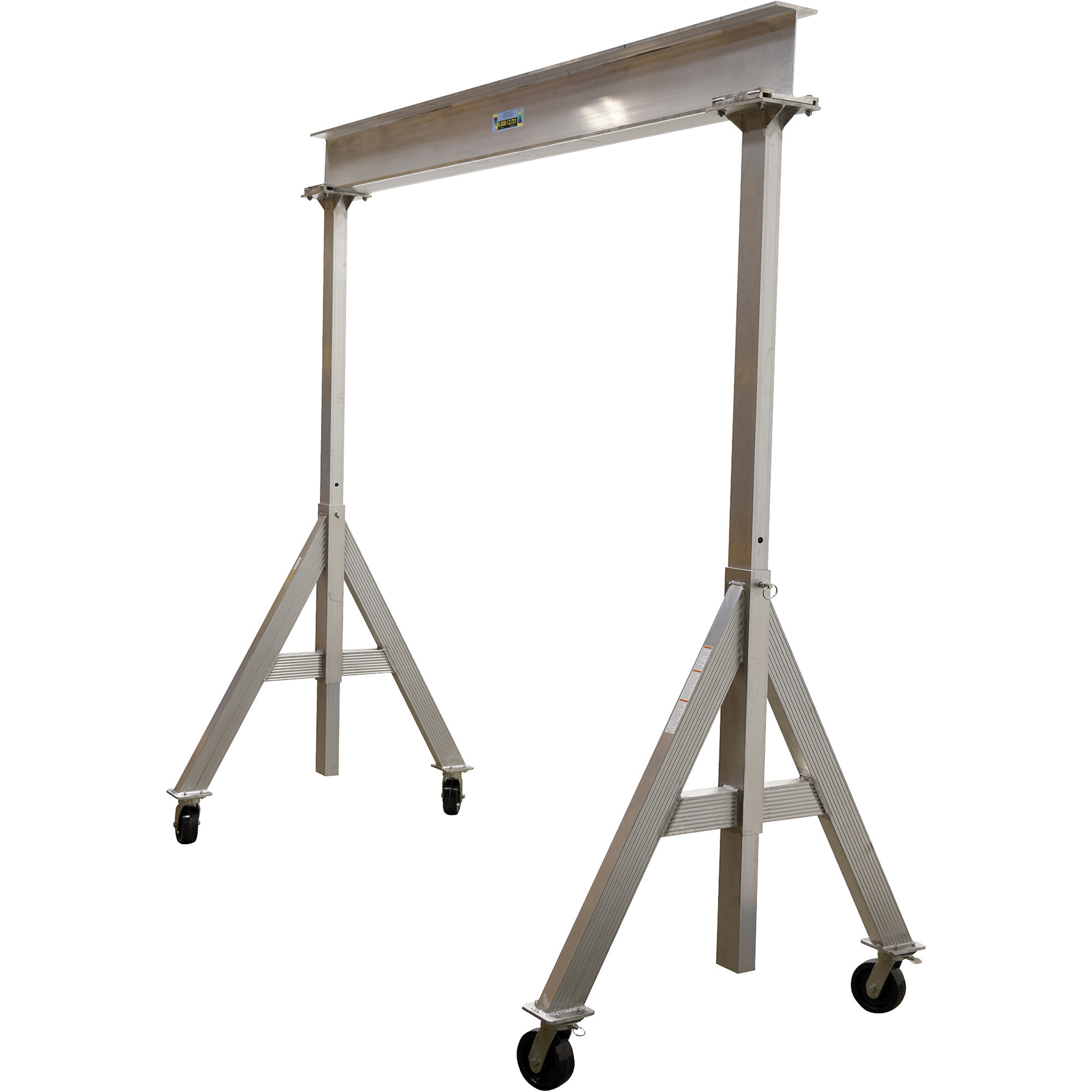 Vestil Aluminum Adjustable Height Gantry Crane - 12ft. x 8ft., 6,000-Lb. Capacity, Phenolic Casters, Silver, Model# AHA-6-12-12